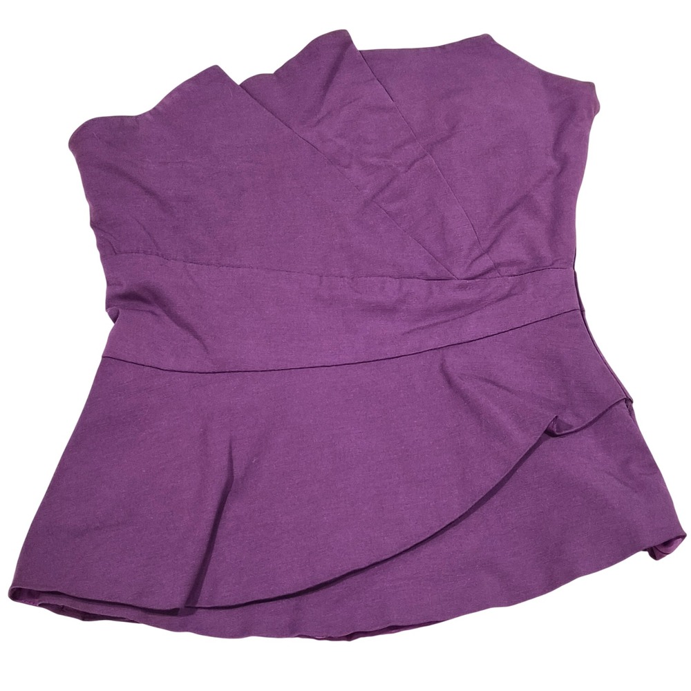 ASOS Purple Strapless Peplum Top Asymmetrical Pleated Bodice Size UK 8 US 4